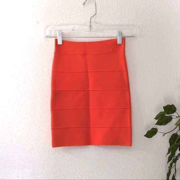 NWT BCBGMaxAzria Orange Bandage Skirt - Picture 1 of 4